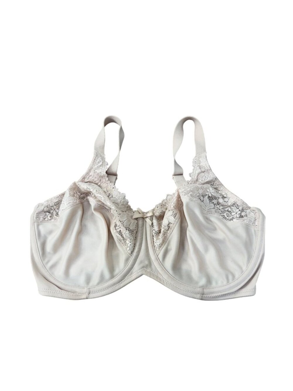 Lilyette Womens Ivory Lace Underwire Minimizer Bra Size 38DD Full Coverage